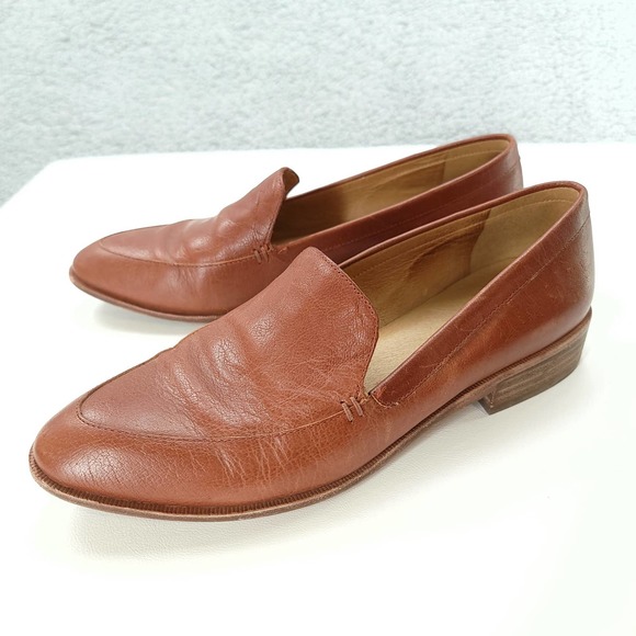 Madewell Shoes - Madewell Loafers Flats Frances Pointed Toe Cognac Leather Brown Slip On Size 8.5